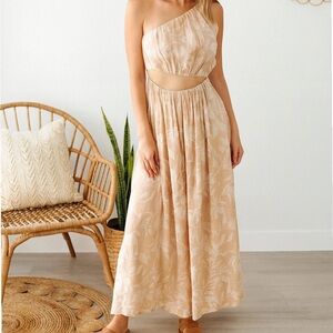 NWT Abercrombie & Fitch Midi One-Shoulder Floral Dress with Cut Out